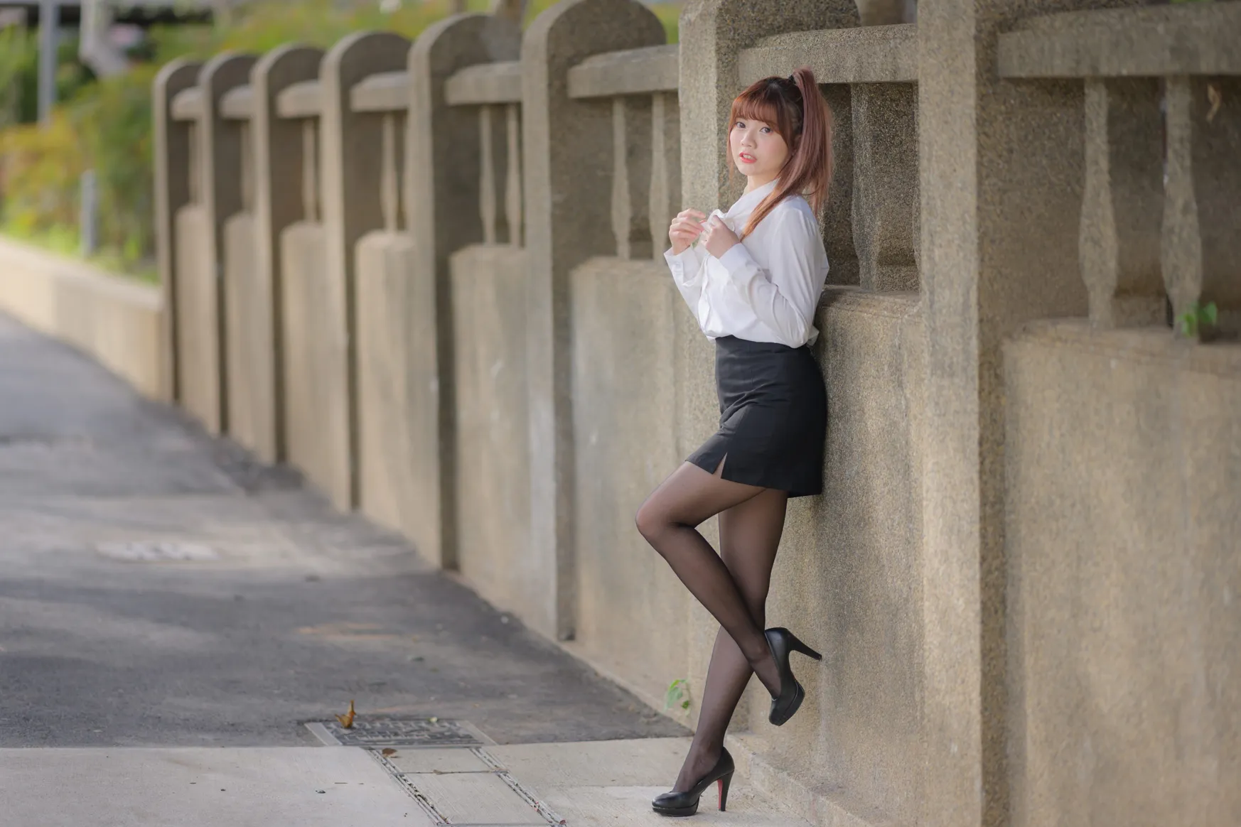 [Mzsock] NO.237 OL black silk uniform high heels street photography#[105P]-5